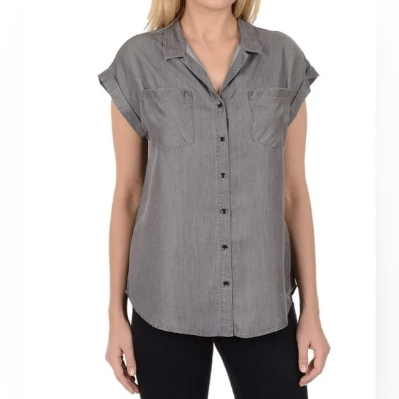 Jachs Girlfriend Womens Short Sleeve Tencel Blouse (Grey, - Picture 1 of 10